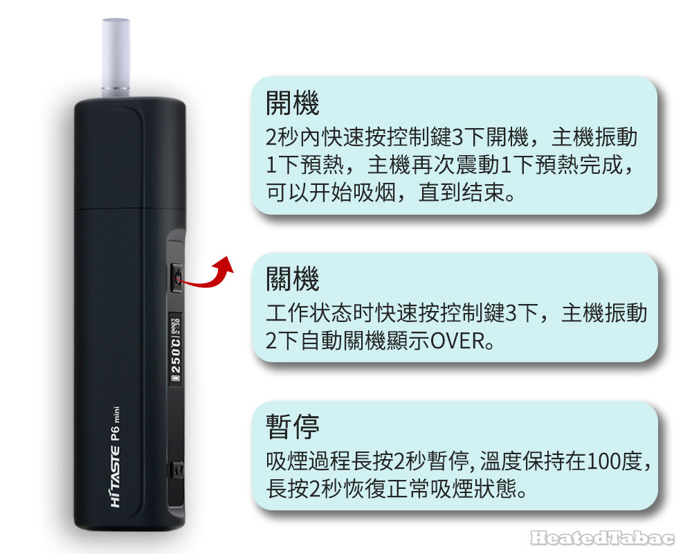 P6 Mini HiTaste IQOS 新增暫停功能 Pause Function